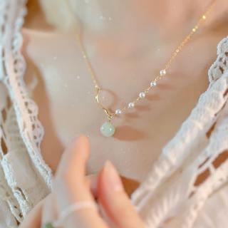 咪恋气质复古和田玉珍珠锁骨链简约轻奢小众感14k包金项链女生日礼物